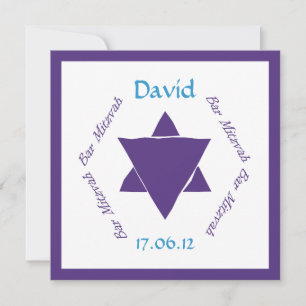 Bar Mitzvah Davidstjärna inbjudan, personlig Inbjudningar