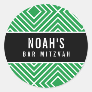 BAR MITZVAH enkel modern geometrisk kellygrön Runt Klistermärke