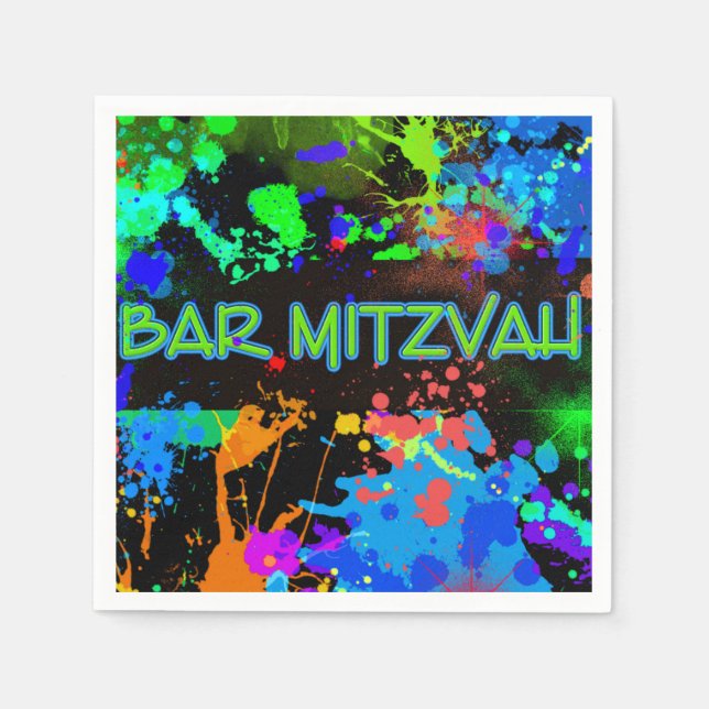 Bar Mitzvah färgsprut, Målarboll pappers servett (Framsidan)