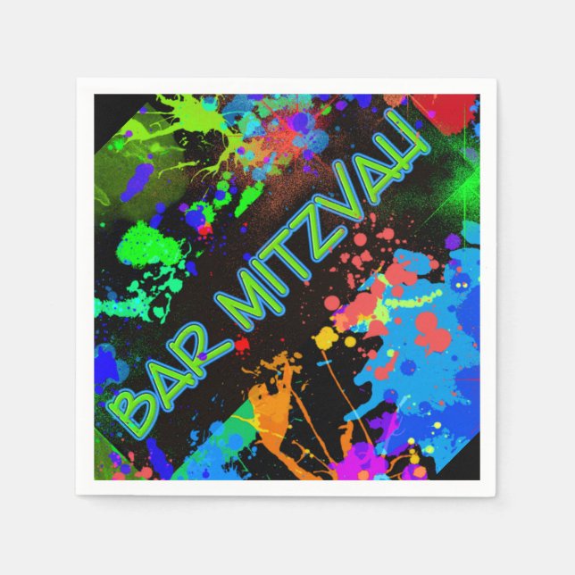 Bar Mitzvah färgsprut, Paint Ball Pappersservett (Framsidan)