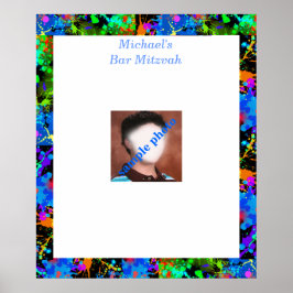 Bar Mitzvah Foto Anmälningskort Poster