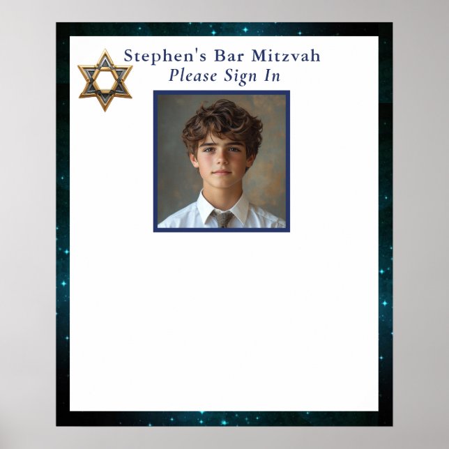 Bar Mitzvah Foto Inskrivningsbräda Poster (Framsidan)