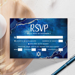 Bar Mitzvah Galaxy Blå Agat Vattenfärgsskrift OSA Kort