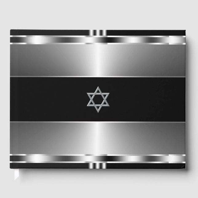 Bar Mitzvah Gästbok Svart och Silver (Framsida)