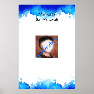 Bar Mitzvah, Geometric, Photo, Sign in Board Poster