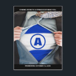 Bar Mitzvah Hjälte Spara datum Postkort Meddelande Vykort<br><div class="desc">Varje stor Bar Mitzvah börjar med en liten förväntan. Skapa din egen med detta "Bar Mitzvah Hjälte" spara datum-kort och se till att dina vänner och familj är på premiären. Dessa Bar Mitzvah-sparat datum-inbjudningar kommer att göra alla superhjältefilm- eller serietidningsfantaster stolta med stilen från en superhjältefilmsposter. Den visar en framställning...</div>