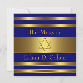 Bar Mitzvah i marinblå med gul Davidsstjärna Inbjudningar