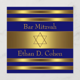 Bar Mitzvah i marinblå med gul Davidsstjärna Inbjudningar