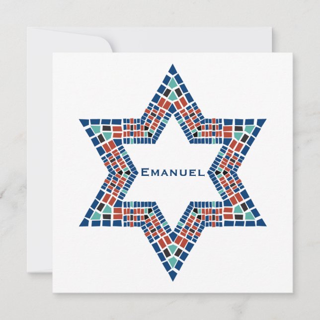 Bar Mitzvah Inbjudan Emanuel Star David Mosaic (Framsida)