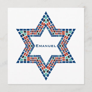 Bar Mitzvah Inbjudan Emanuel Star David Mosaic
