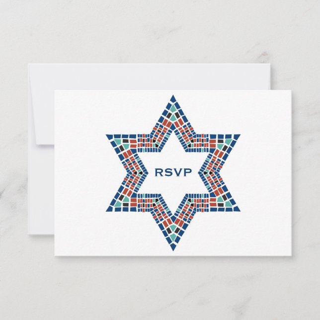 Bar Mitzvah Inbjudan Emanuel Star David Mosaic (Framsida)