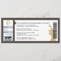 Bar Mitzvah-inbjudan för konsertbiljett i brunt