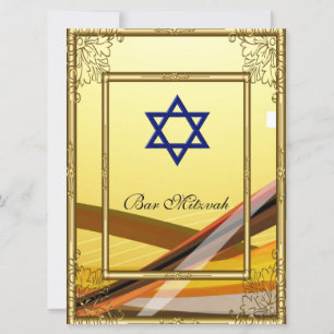 Bar Mitzvah-inbjudan Guld 2 Inbjudningar