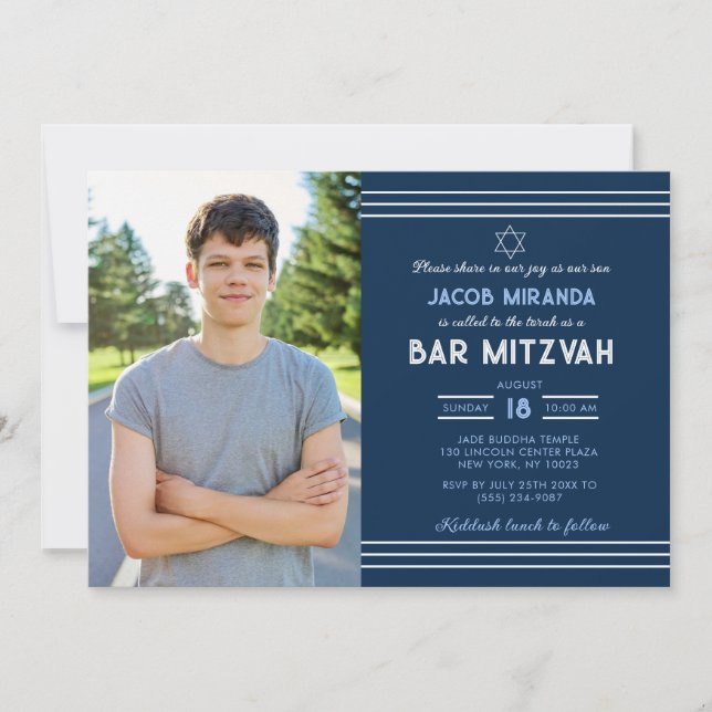 Bar Mitzvah-inbjudan med foto Inbjudningar (Framsida)