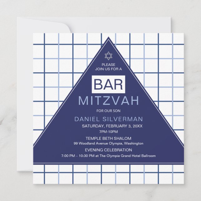 Bar Mitzvah-inbjudan Modern Geometrisk Inbjudningar (Framsida)