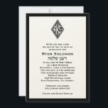 Bar Mitzvah-inbjudan Monogram Hebreiska Svart Inbjudningar<br><div class="desc">Alla hebreiska och anpassade monogram skapas och installeras gratis!</div>