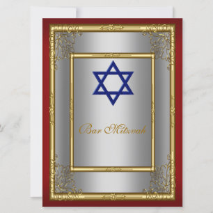 Bar Mitzvah-inbjudan Röd silver Inbjudningar