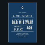 Bar Mitzvah Inbjudningar i stor stil<br><div class="desc">Blå stilrena moderna Bar Mitzvah-inbjudningar.  Anpassa texten för din fest.</div>