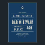 Bar Mitzvah Inbjudningar i stor stil<br><div class="desc">Blå stilrena moderna Bar Mitzvah-inbjudningar.  Anpassa texten för din fest.</div>