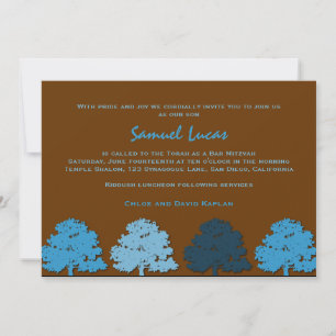 Bar Mitzvah-inbjudningar Samuel Lucas Blue Trees Inbjudningar