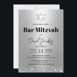 Bar Mitzvah Judisk Davidstjärna Modern Silver Inbjudningar<br><div class="desc">Bar Mitzvah Davidstjärna Moderna Silver Judiska Inbjudningar</div>