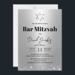 Bar Mitzvah Judisk Davidstjärna Modern Silver Inbjudningar<br><div class="desc">Bar Mitzvah Davidstjärna Modern Silver Judiska Inbjudningar.</div>