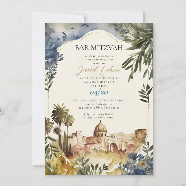 Bar Mitzvah Judisk Jerusalem Inbjudan (Framsida)