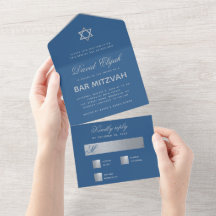 Bar Mitzvah Klassisk Blå Falsk Silver Stjärna Skri