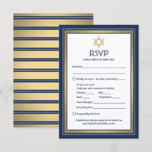Bar Mitzvah Måltidsalternativ Sångförfrågan Blå Gu OSA Kort