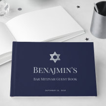 Bar Mitzvah Marinblå Falskt Silver Davidsstjärna