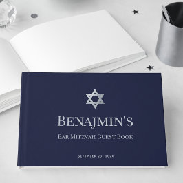 Bar Mitzvah Marinblå Falskt Silver Davidsstjärna Gästböcker