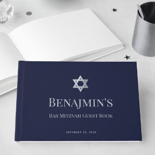 Bar Mitzvah Marinblå Falskt Silver Stjärna av Davi Gästböcker