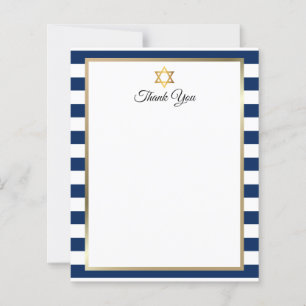 Bar Mitzvah Marinblå Vit Rand Tack Kort