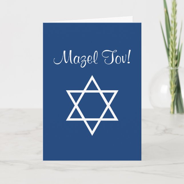 Bar Mitzvah Mazel Tov Stjärna Blå Kort (Framsida)