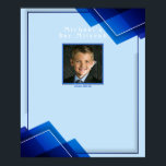 Bar Mitzvah Modern Blå Geometrisk Poster<br><div class="desc">Snygg geometrisk lim med blå kant.  Perfekt skylt för dina gäster. Lägg till ditt favoritfoto.</div>