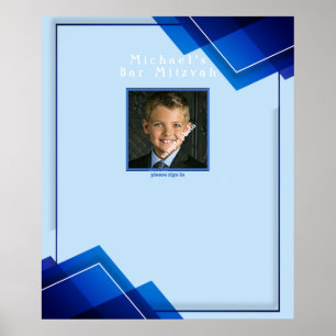 Bar Mitzvah Modern Blå Geometrisk Poster