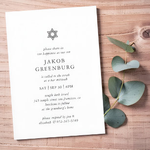 Bar Mitzvah Modern Enkel Elegant Minimalistisk Inbjudningar