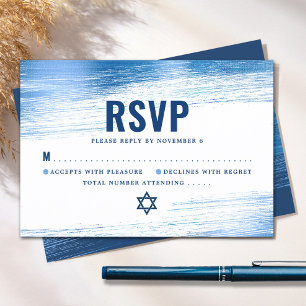 Bar Mitzvah Modern fetstil i marinblått med blå me OSA Kort
