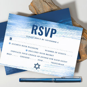 Bar Mitzvah Modern Fetstil Navy Blå Typografi Blåt OSA Kort