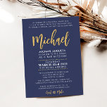 Bar Mitzvah modern marinblå   guld MICHAEL Inbjudningar<br><div class="desc">av kat massard >>> WWW.SIMPLYSWEETPAPERIE.COM <<<

Älskar designen,  men vill se några ändringar - ett annat färgschema,  produkt,  lägg till ett foto eller anpassa för en annan tillfälle - ingen fara,  kontakta mig helt enkelt,  kat@simplysweetPAPERIE.com - Jag hjälper gärna!</div>