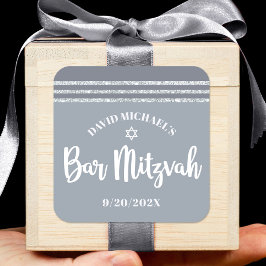 Bar Mitzvah Modern Silvergrå Tallit Fet Stilsnittr Fyrkantigt Klistermärke