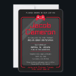 BAR MITZVAH moderna spelkontroller cool svart röd Inbjudningar<br><div class="desc">Anpassad design för Jacob</div>