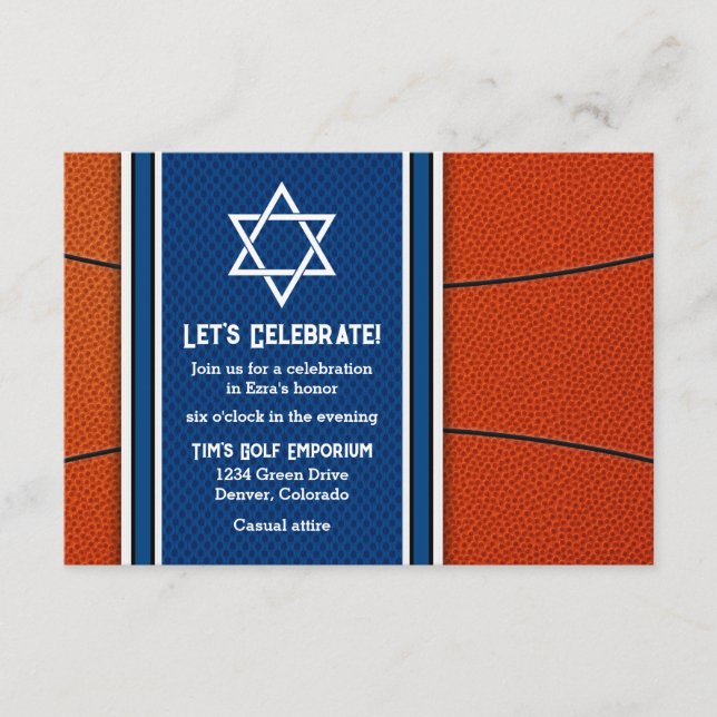 Bar Mitzvah-mottagning med baskettema-inbjudan Inbjudningar (Framsida)