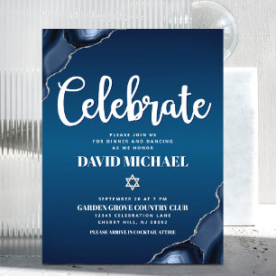 Bar Mitzvah Navyblå Ombre Agat Modern Script Tilläggskort