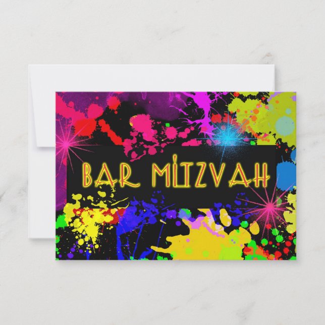 Bar Mitzvah, neon färgsprut, anpassad OSA Kort (Framsida)