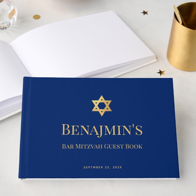 Bar Mitzvah Royal Blå Falskt Guld Davidstjärna Gästböcker (Skapare uppladdad)
