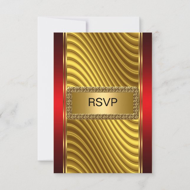 Bar Mitzvah rsvp Guld och Röd OSA Kort (Framsida)