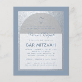Bar Mitzvah Silver Dammig blå budgetinbjudan