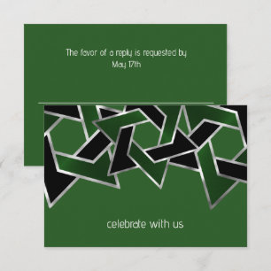 Bar Mitzvah Silver Grön Svart Davidsstjärna Inbjudningar