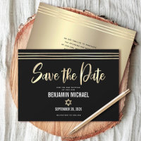 Bar Mitzvah Svart Guld Folie Script Tallit Modern